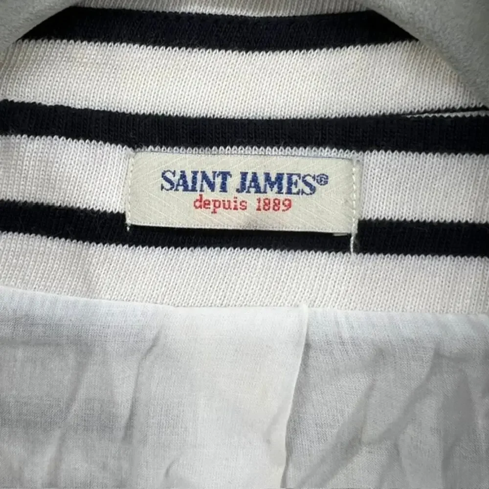 Saint James Depuis 1889 Nautical Striped Cotton Blazer Jacket Womens 8 BlueCream